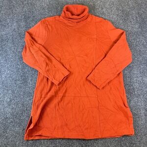 Weekenders Tunic Sweater Womens M Orange Good Turtleneck Pullover Knit Slit